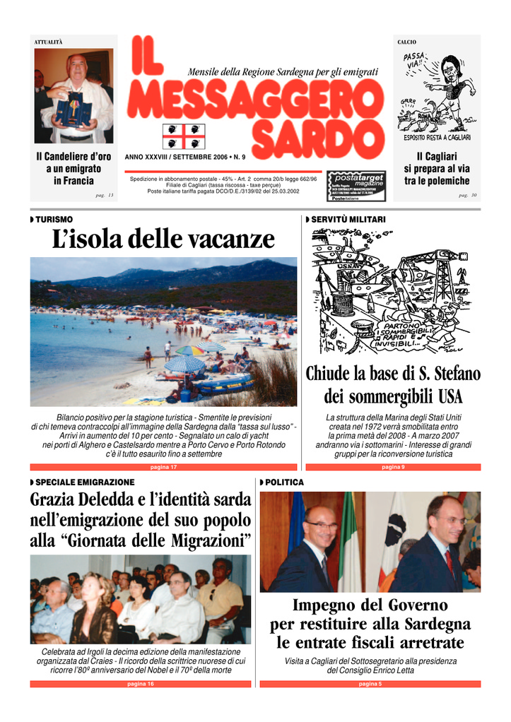 Il Messaggero Sardo, settembre 2006
