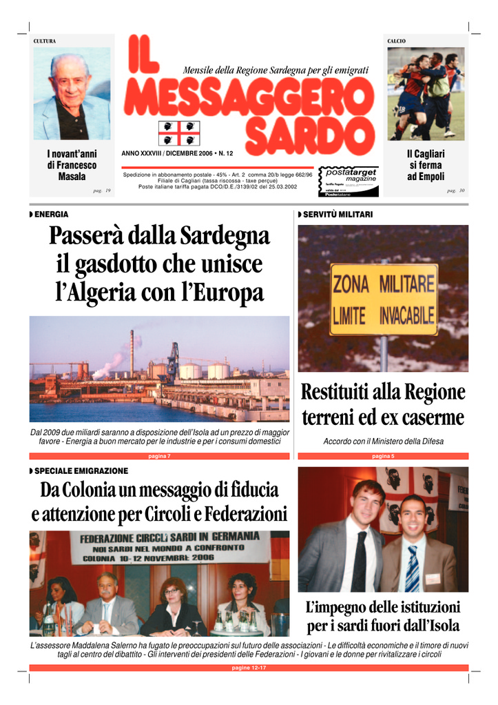 Il Messaggero Sardo, dicembre 2006