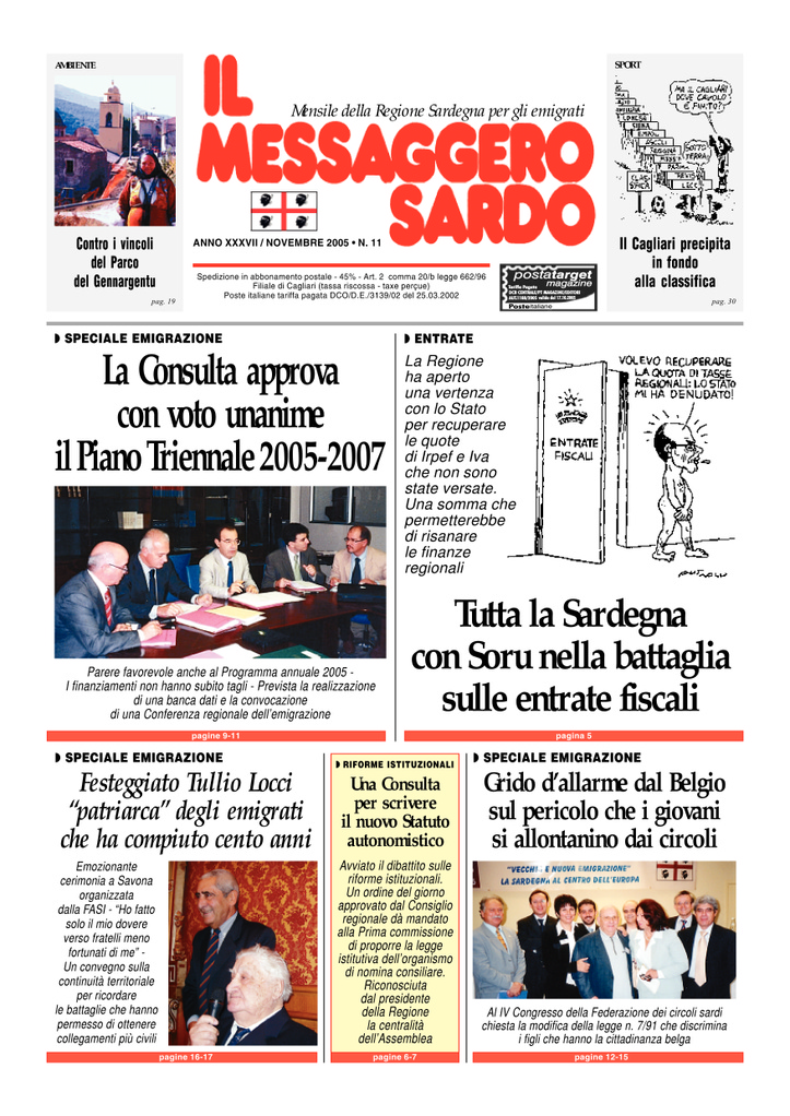 Il Messaggero Sardo, novembre 2005