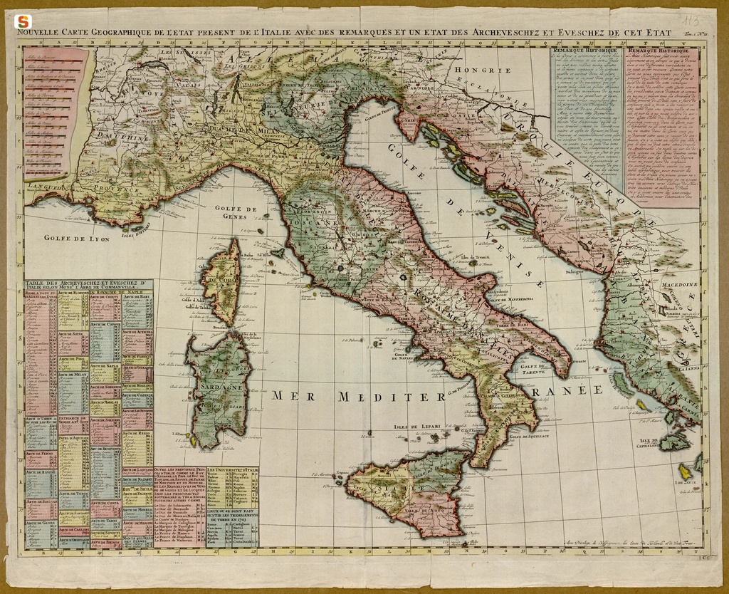Carte géographique de l'état de l'Italie