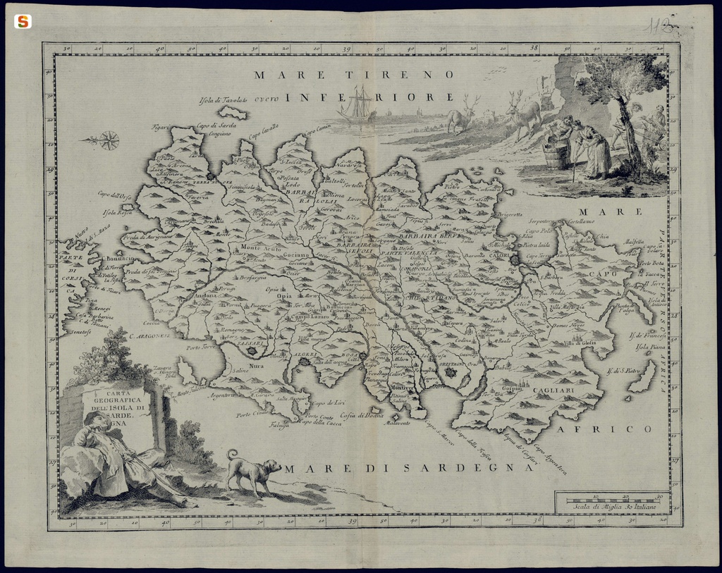 Carta geografica dell'isola di Sardegna