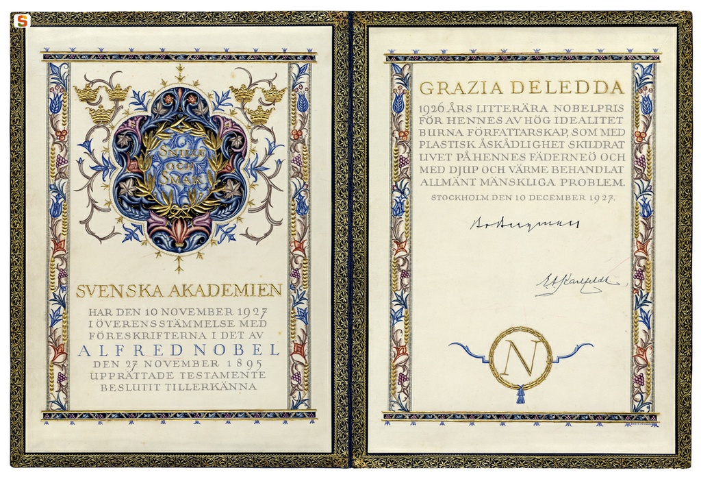Nuoro, Museo Deleddiano: diploma premio Nobel