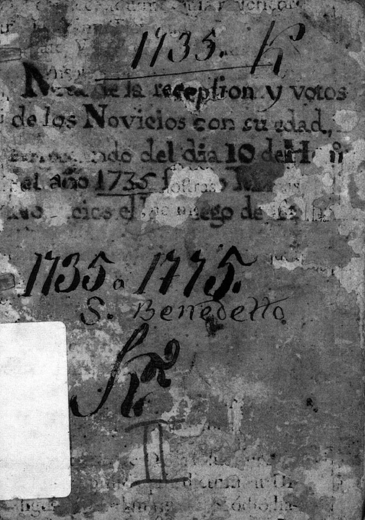 Libro dei voti dei novizi del Convento di San Benedetto a Cagliari