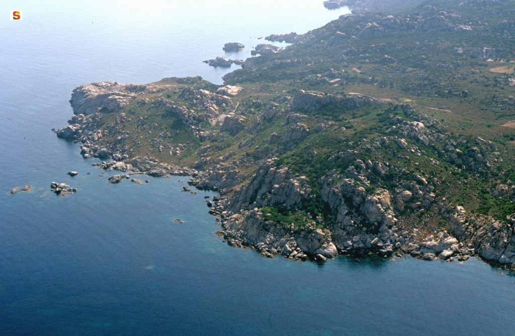 Veduta aerea di Punta Lodi nell'Isola di Budelli