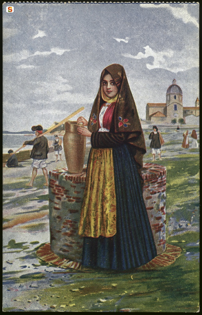 Cabras, figura femminile in abito tradizionale