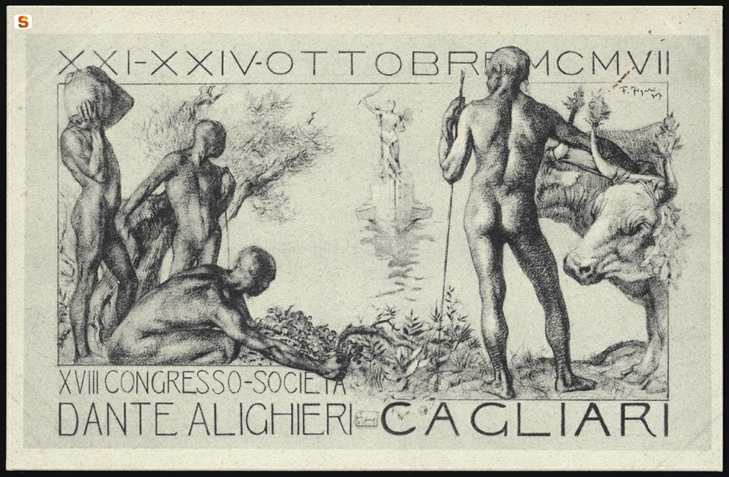 Cagliari, congresso della Società Dante Alighieri, cartolina